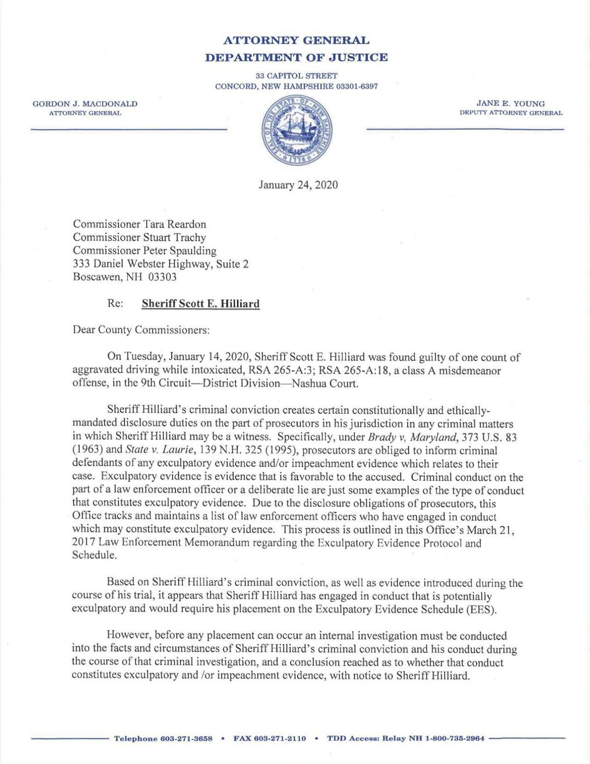 Merrimack County Must Investigate Sheriff After Dwi For Laurie List Crime Unionleader Com