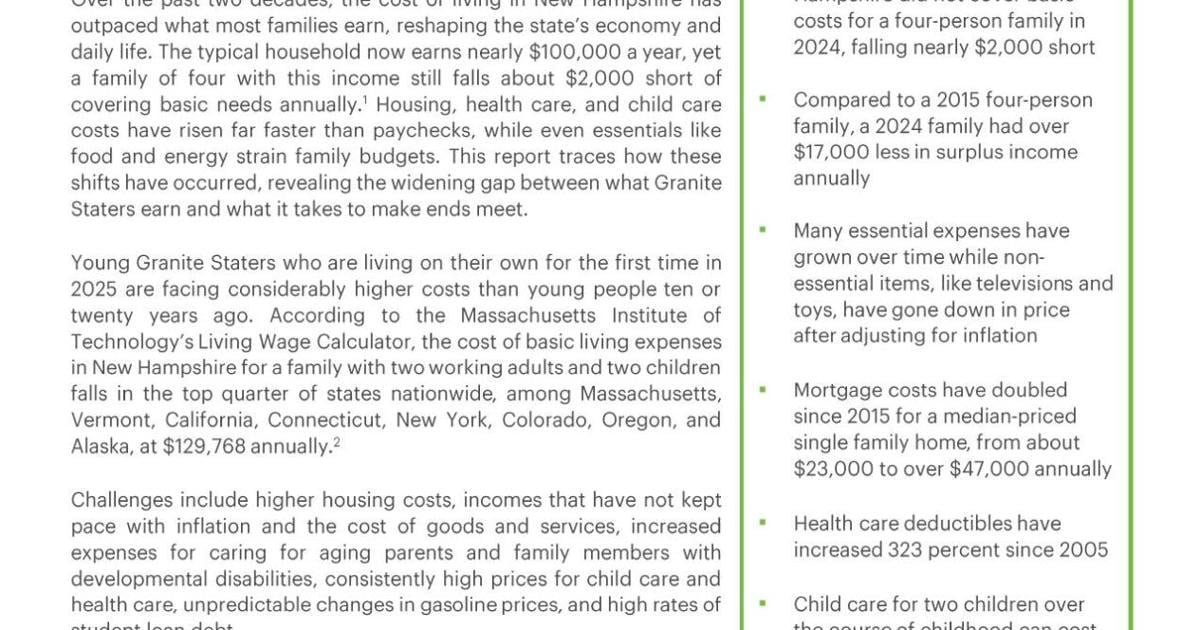 New Hampshire is mired in affordability crisis, fiscal policy group says