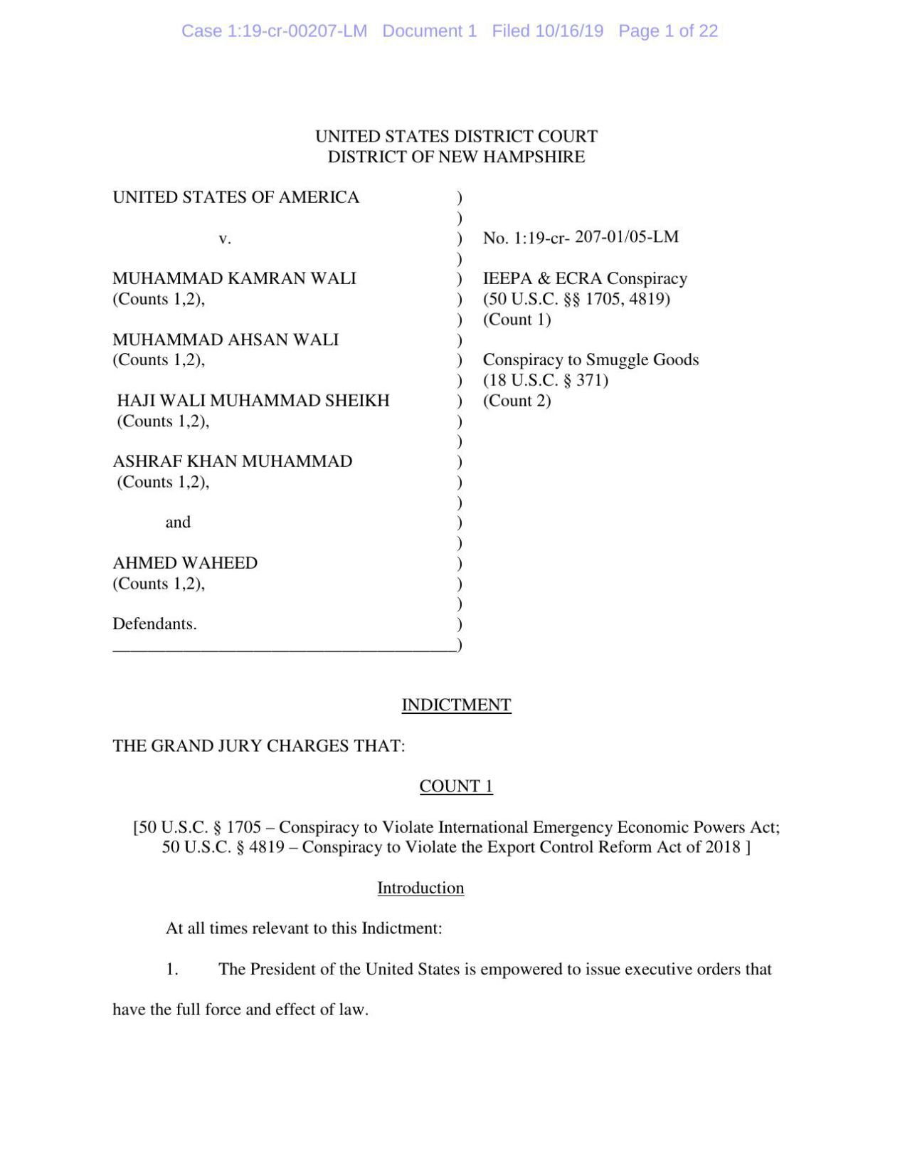 Federal indictment