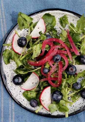 Blueberry salad with pickled red onions
