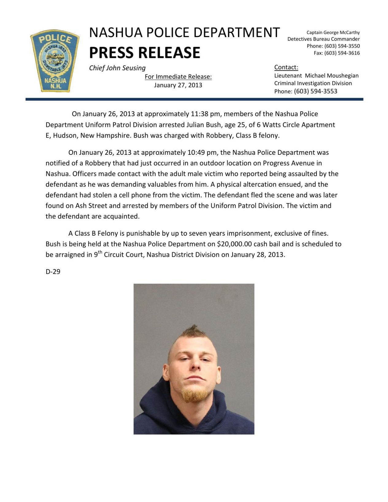 Hudson man arrested in robbery Crime