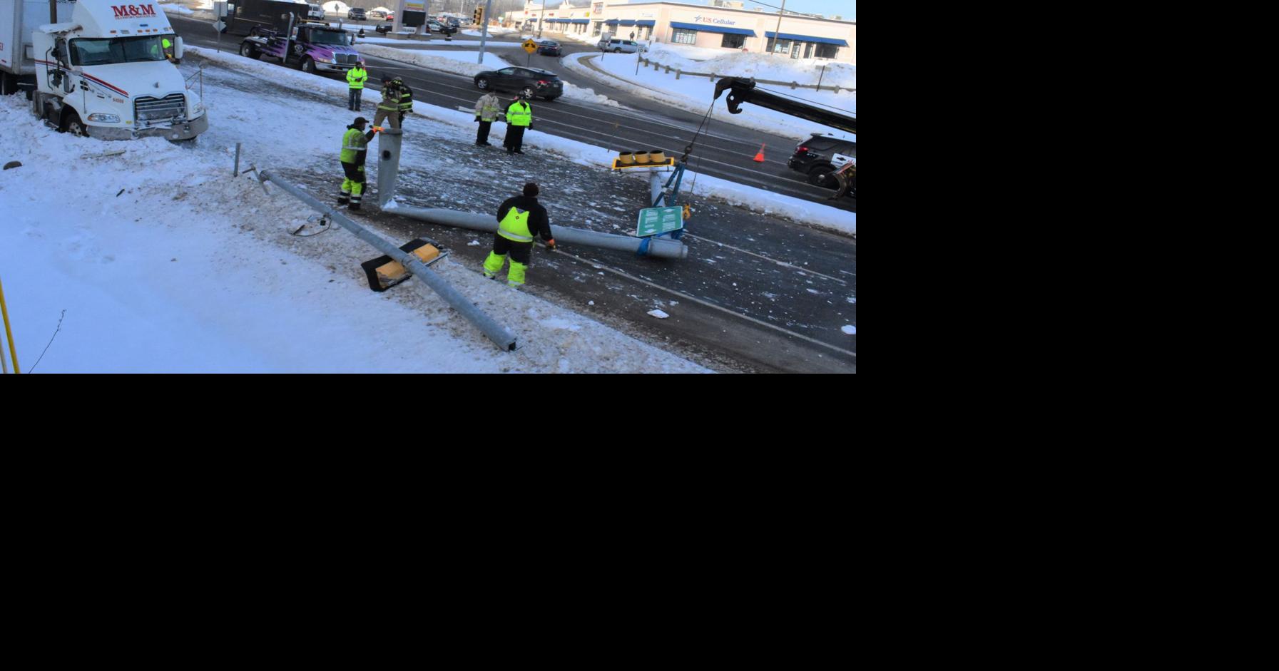 Traffic lights knocked down in Belmont tractortrailer crash Public