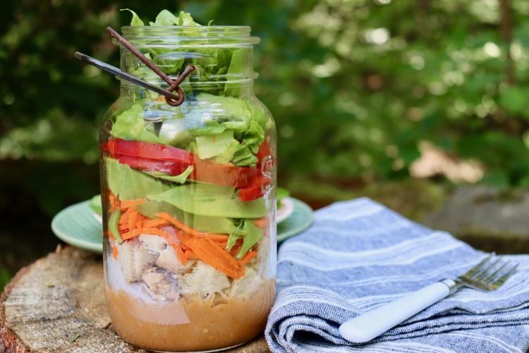 Mason Jar Salads with Kalamata Dressing