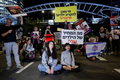 Demonstration demanding the liberation of hostages who are being held in the Gaza Strip, in Tel Aviv