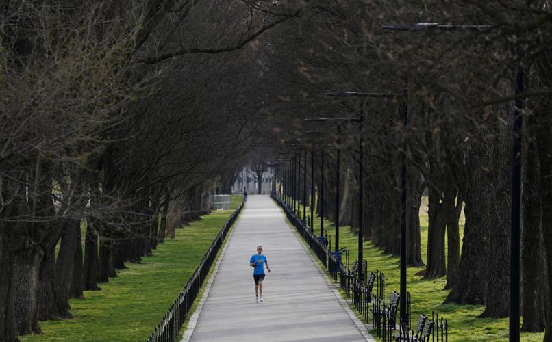 A jogger makes his way along the National Mall in Washington