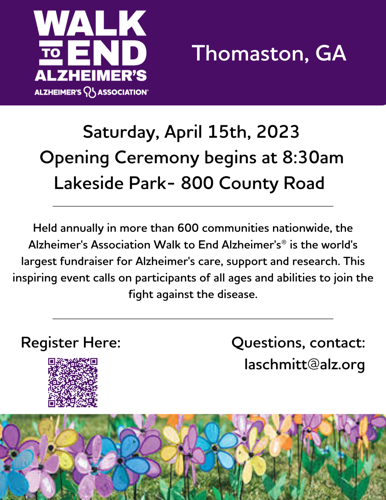 'Walk to End Alzheimer's' Event Scheduled April 15 in Thomaston