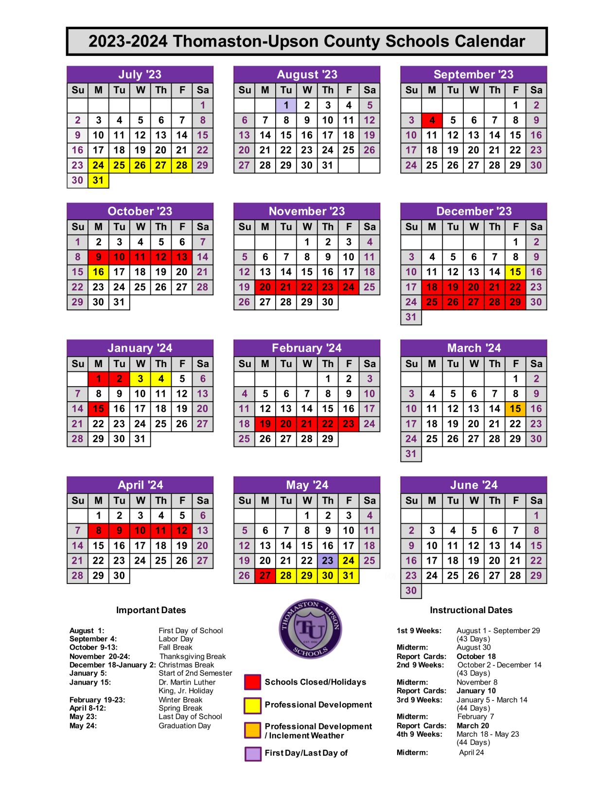 2024 2025 School Calendar Upson Cynde Dorella