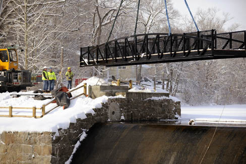 After a half-century, Barney's Pond gets a new footbridge | News ...