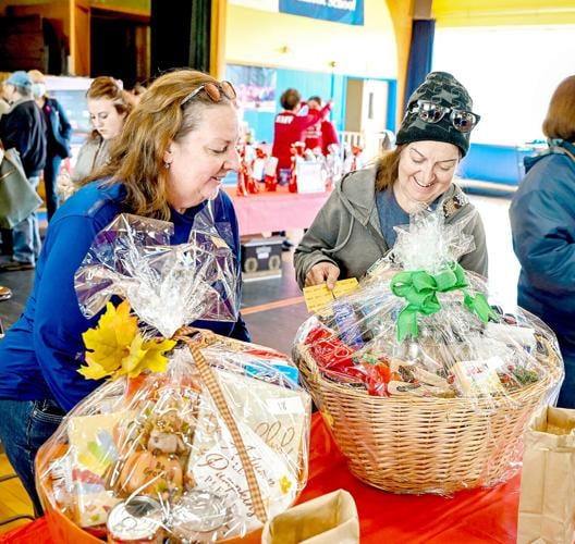 Perusing the gift baskets