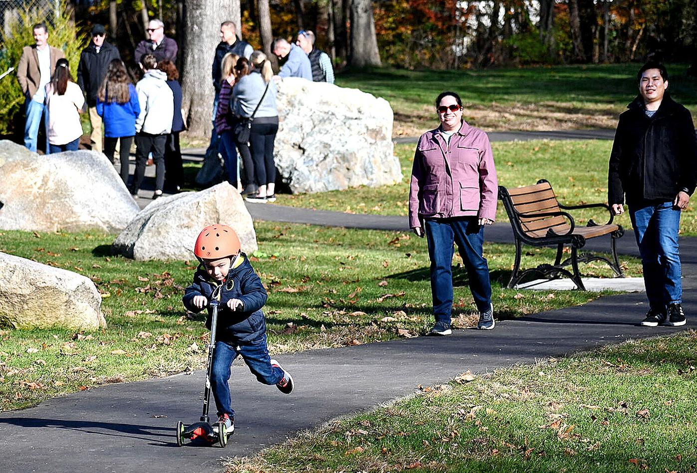 Scootering down the newly paved paths