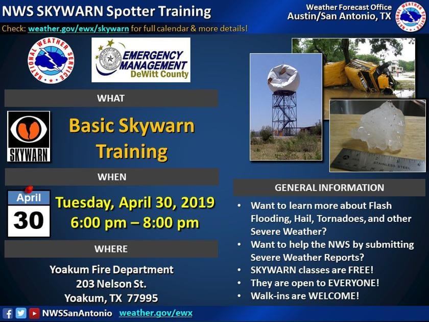 Basic skywarn training Calendar