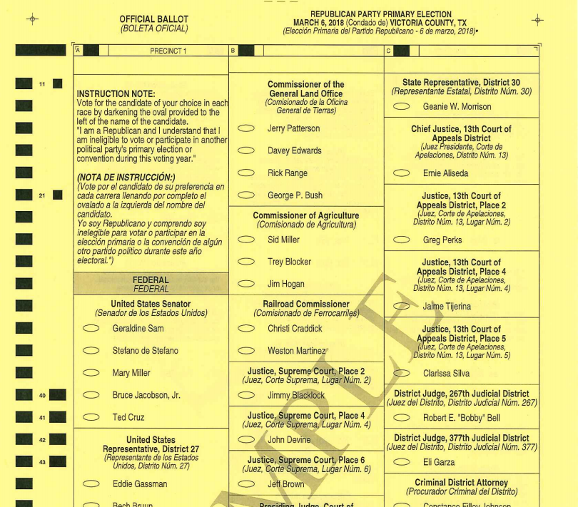 Victoria County primary election sample ballots Election Central
