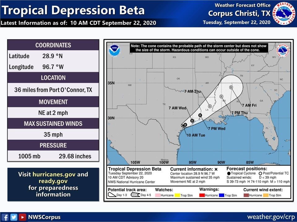 Tropical Storm Beta Downgraded To Tropical Depression Hurricane Central Victoriaadvocate Com
