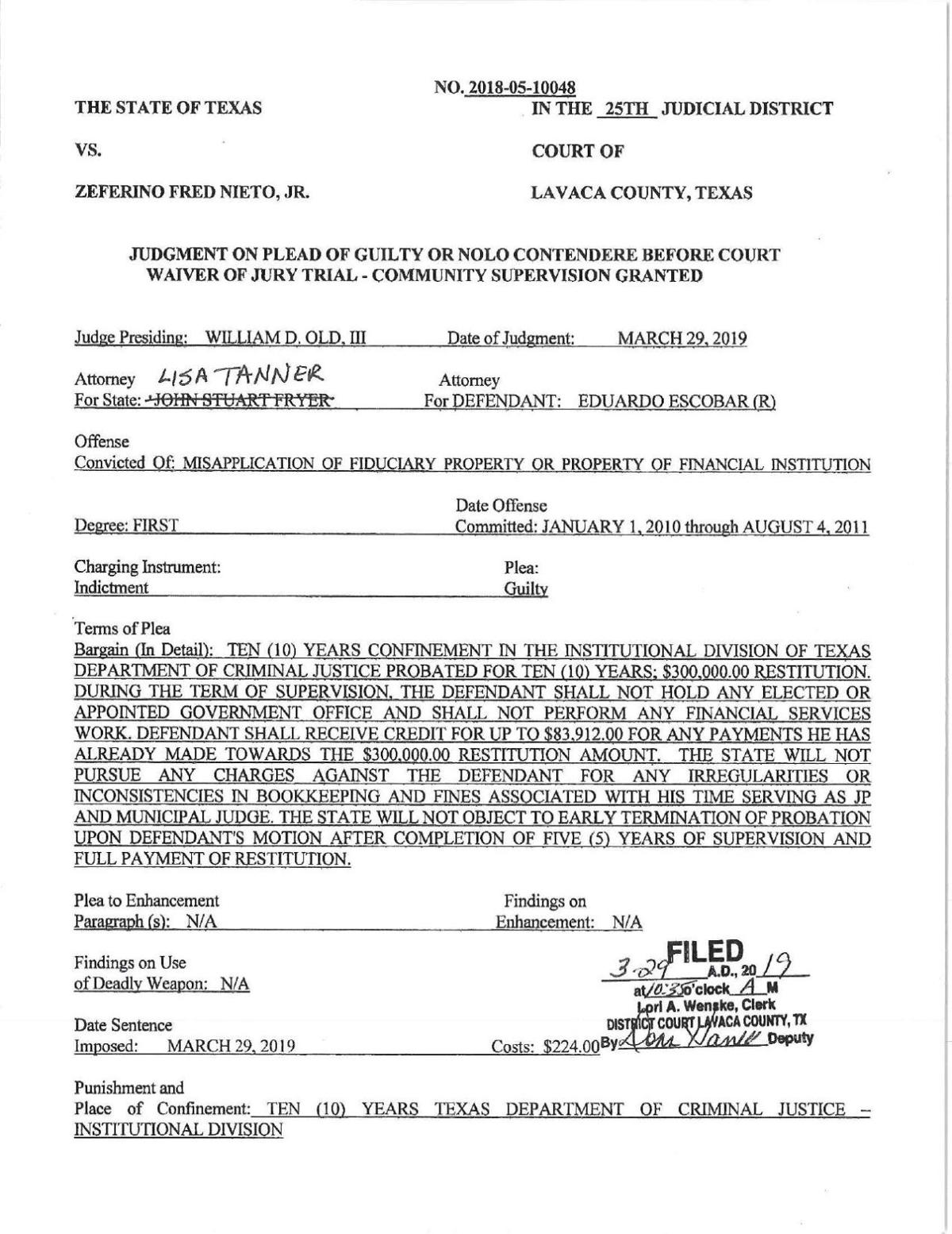 Former Lavaca County JP ordered to repay more than $260 000 News