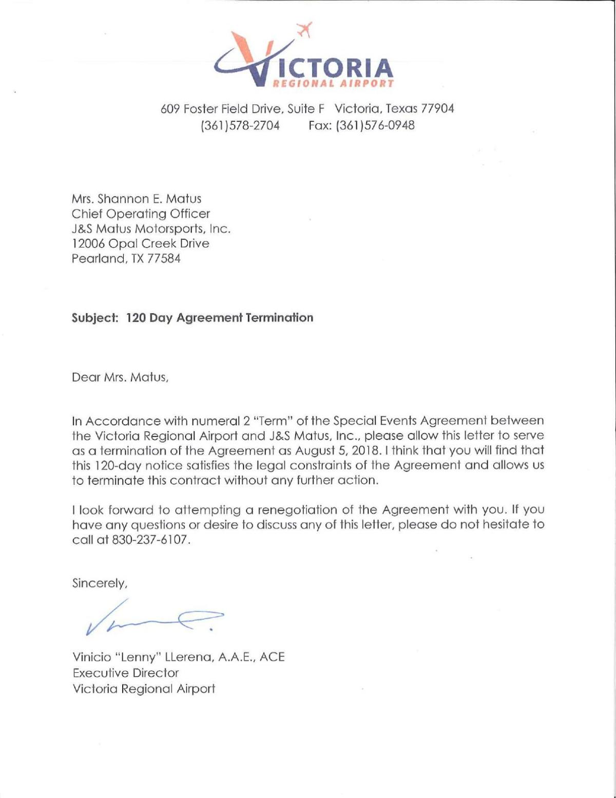 Texas Mile Letter Of Termination Victoriaadvocate Com