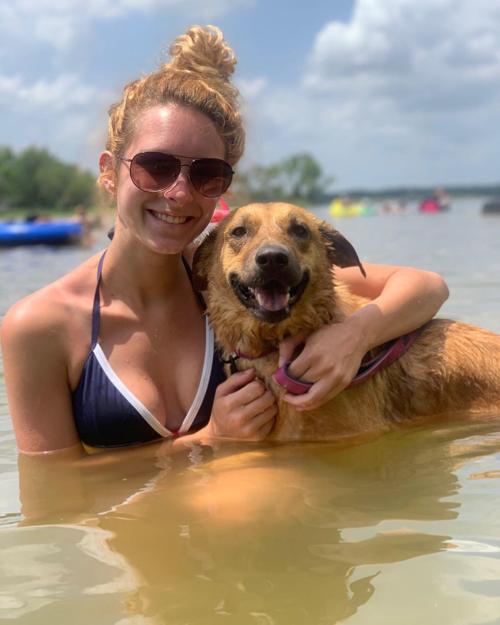 Owner-dog selfies: Landry Seitz and Harleigh at Coleto Creek Memorial Weekend