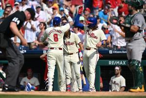 Phillies' big bats go deep in win over A's