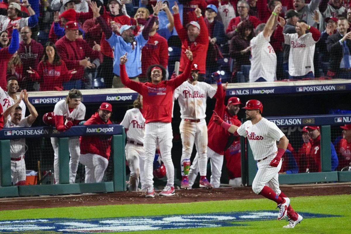 Kyle Schwarber makes history as Phillies move one game away from World  Series, News