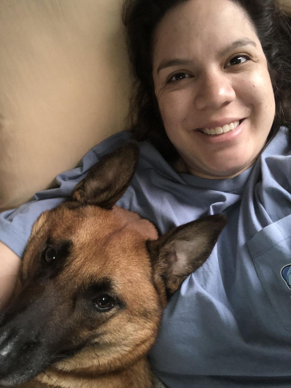 Owner-dog selfies: Jett and I wake up photo