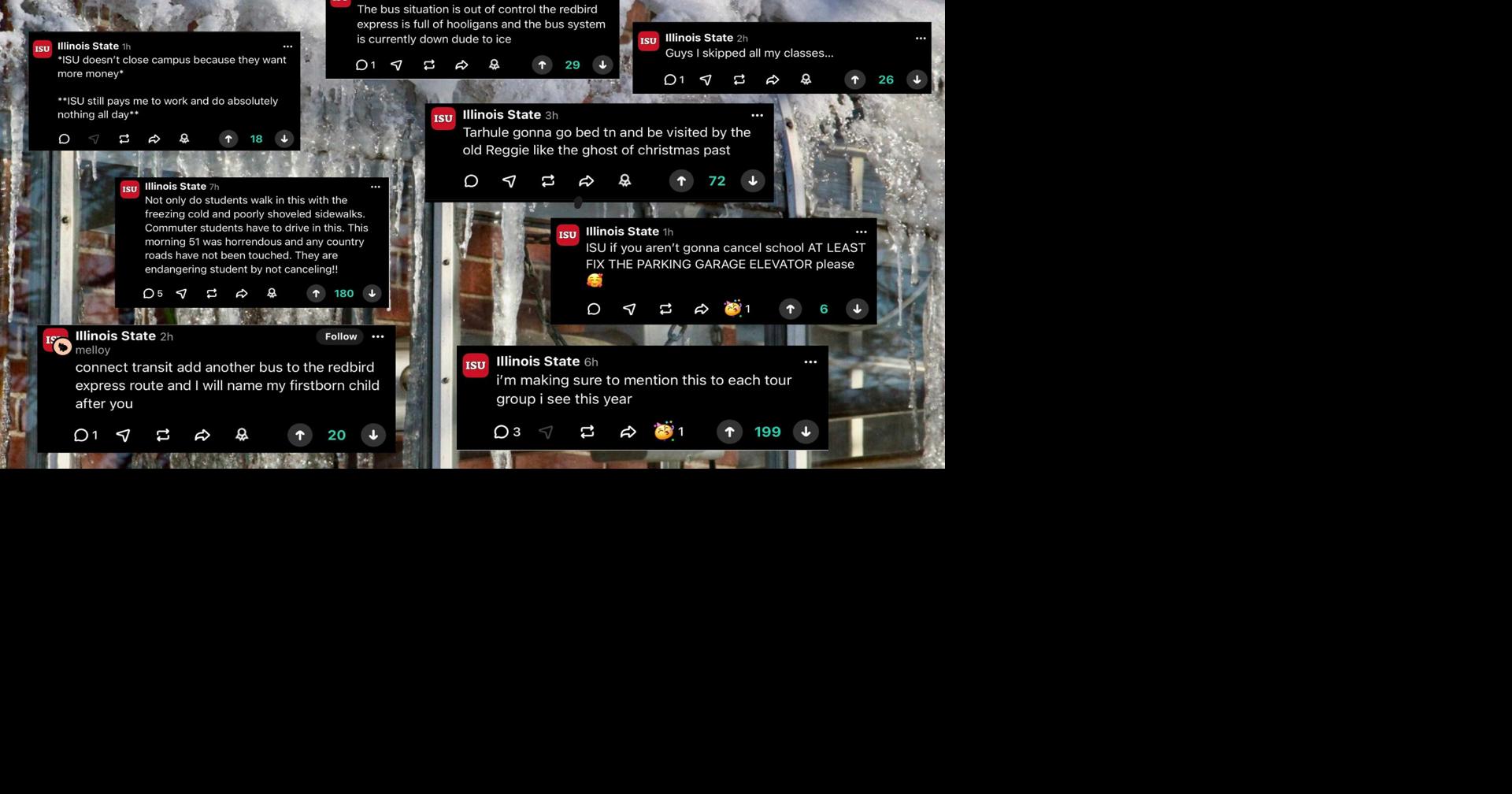 Students voiced frustration after university decided to remain open despite freezing temperatures