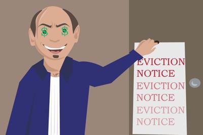 landlord and eviction notice editorial cartoon