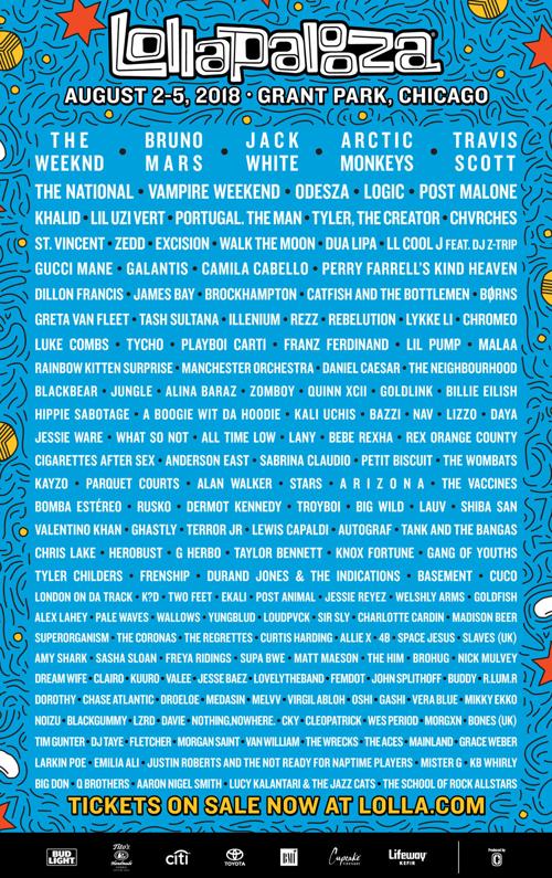 Lollapalooza 2018 Line Up Videtteonline Com Head on over to lollapaloozabr to discuss the south american lollapalooza festivals. videtteonline com