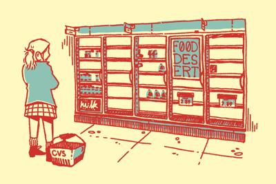 uptown normal grocery store editorial cartoon