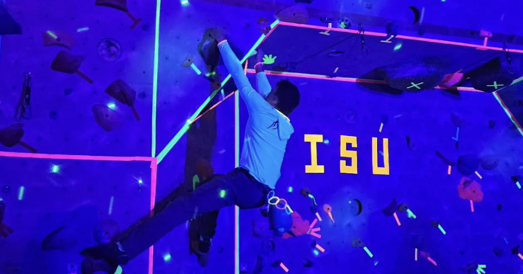 All skill levels welcome at Campus Recreation's Black Light Climb