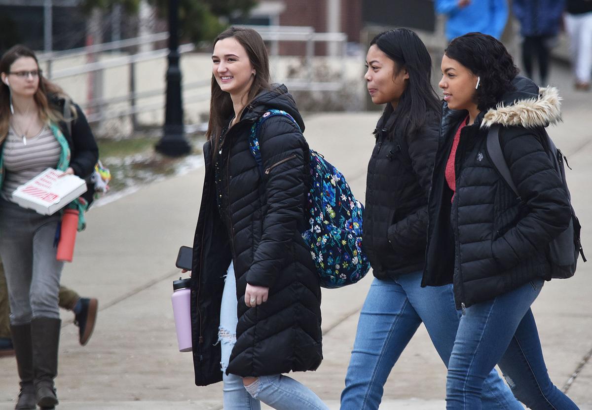 First Day back Spring Semester- students laughing