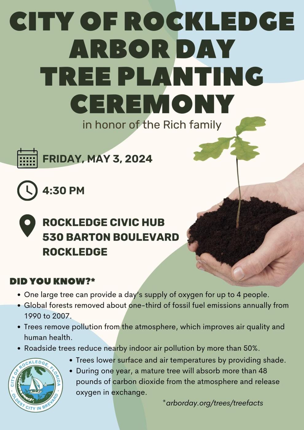 City of Rockledge Arbor Day Tree Planting Ceremony Calendar