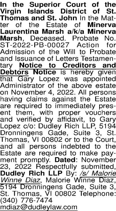 In the Superior Court of the Virgin Islands District of Legal