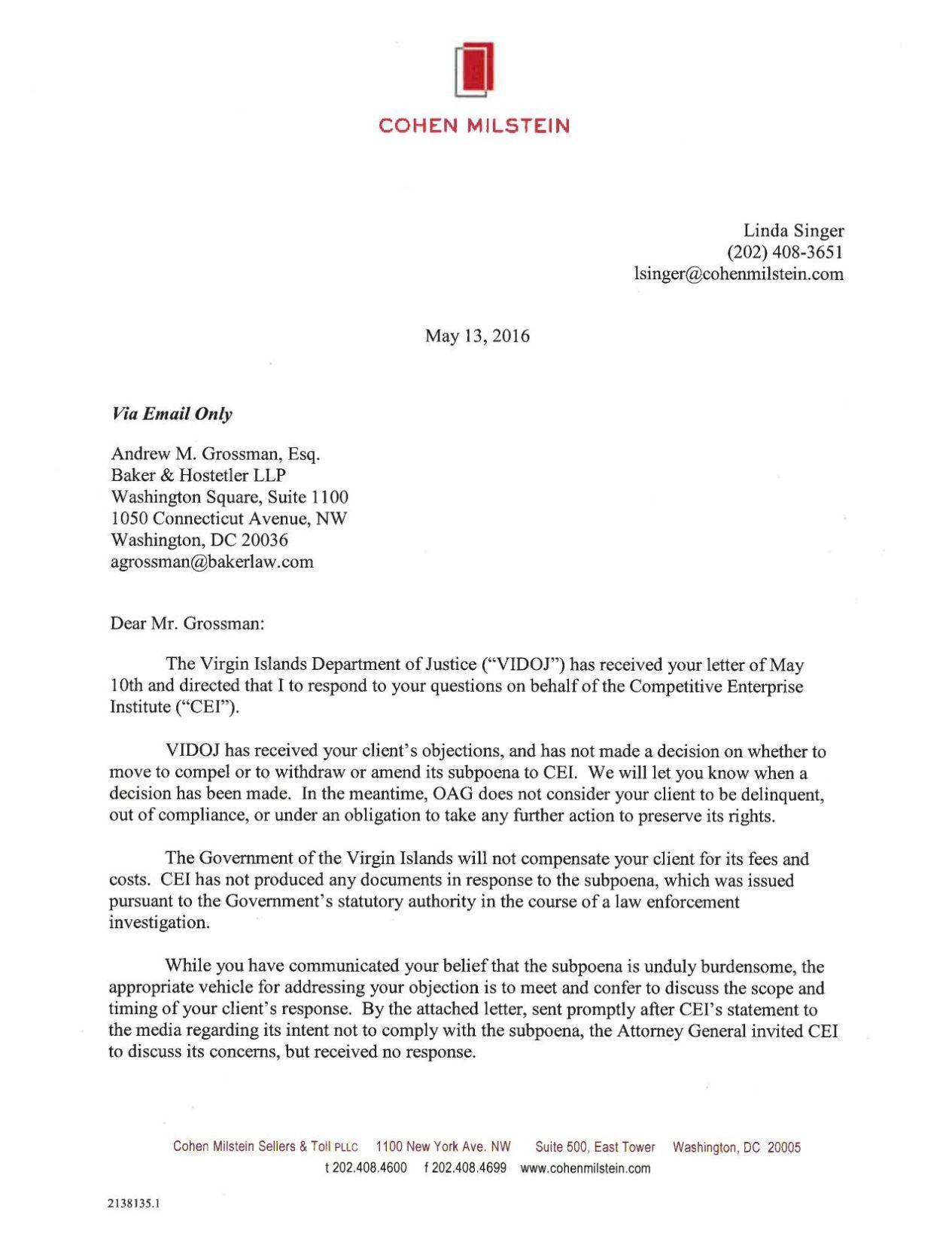 attorney general puts think tank subpoena on hold news letter from attorney