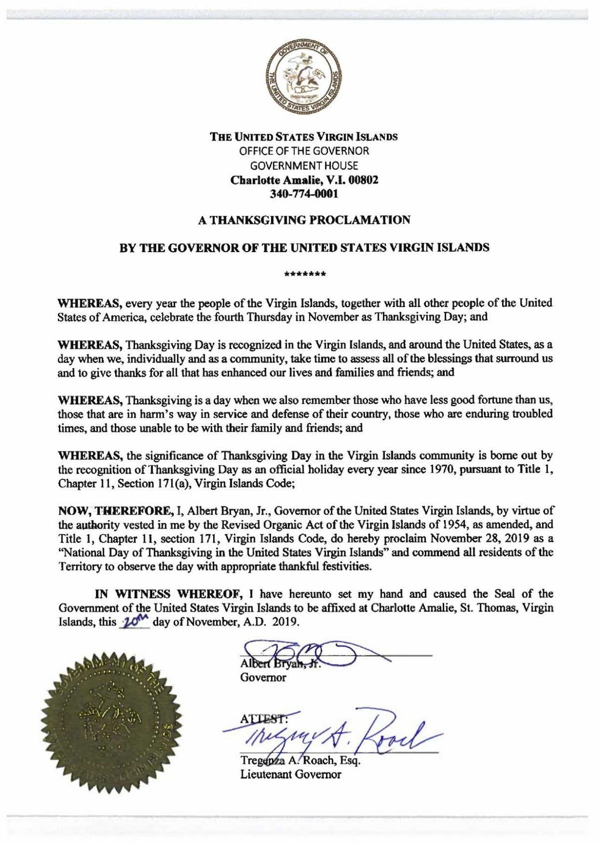 Thanksgiving Proclamation Opinion Virginislandsdailynews Com