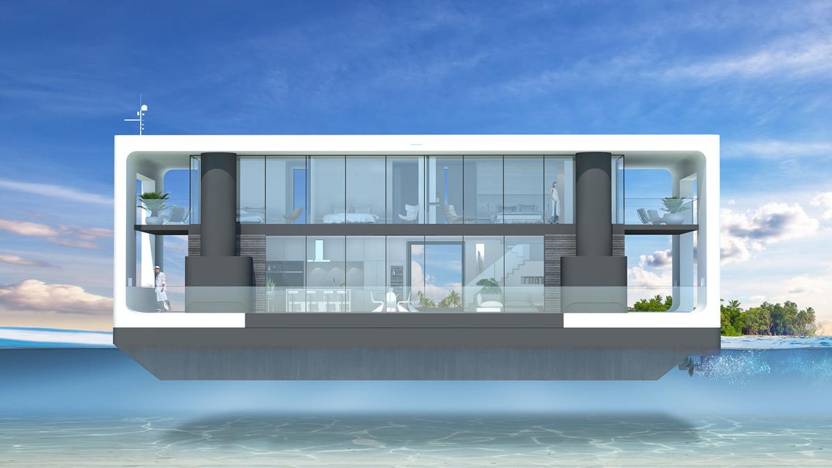 This houseboat of the future is a 5 5M ifloatingi mansion This houseboat of the future is a 5 5M ifloatingi mansion