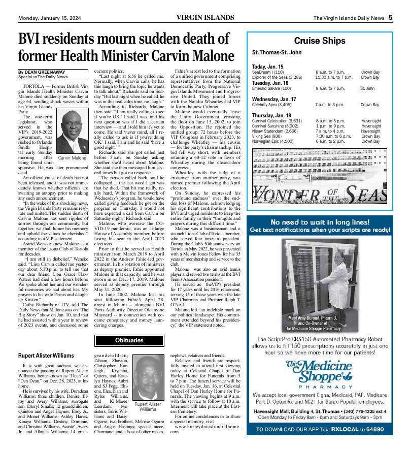 Page A5 | E-Edition | Virginislandsdailynews.com