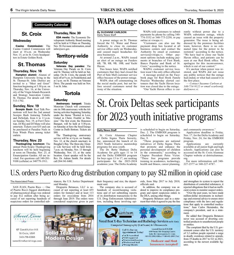 Page A6 | E-Edition | Virginislandsdailynews.com