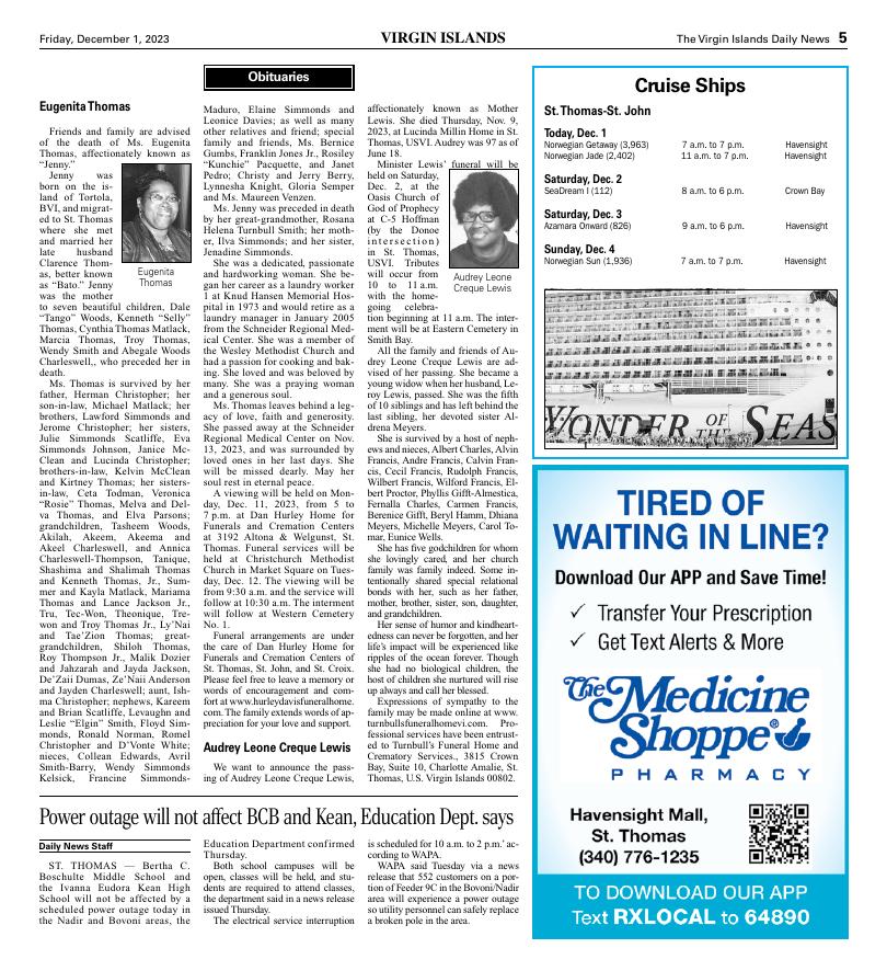 Page A5 | E-Edition | Virginislandsdailynews.com