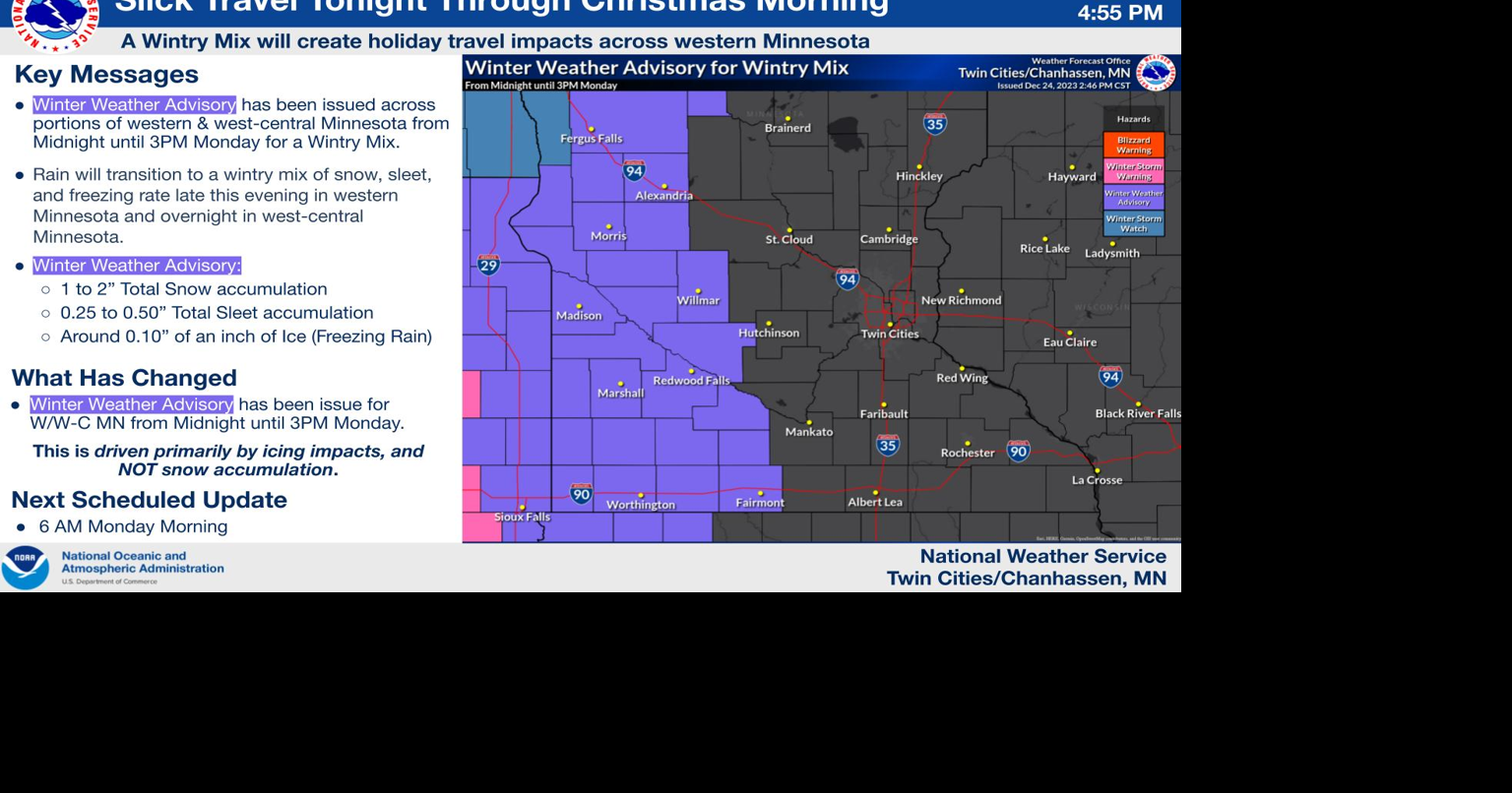 Roads could be slick at times due to snow, freezing rain, and sleet at ...