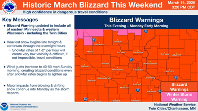 Blizzard Warning in effect for much of the area through 4 a.m. Monday ...