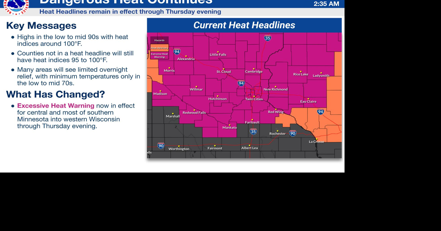 Dangerous heat in store for much of this week across the area