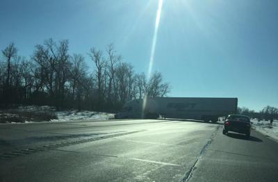 Semi enters ditch south of Hwy 29 roundabout