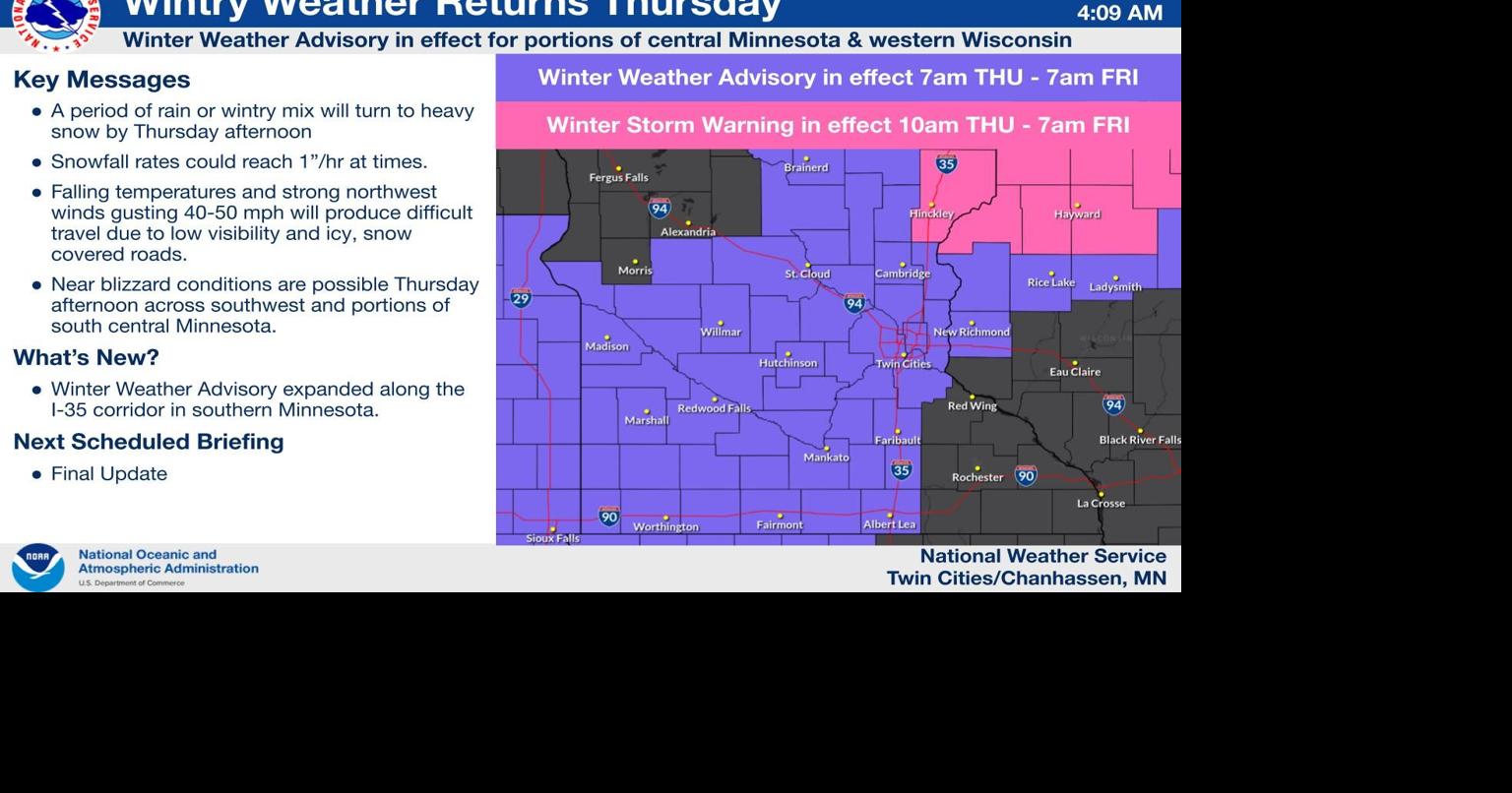 Winter Weather Advisory in effect for parts of central and west central ...
