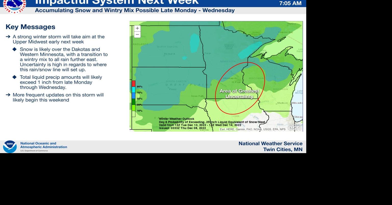 The NWS says a major winter storm could hit Minnesota next week Local News