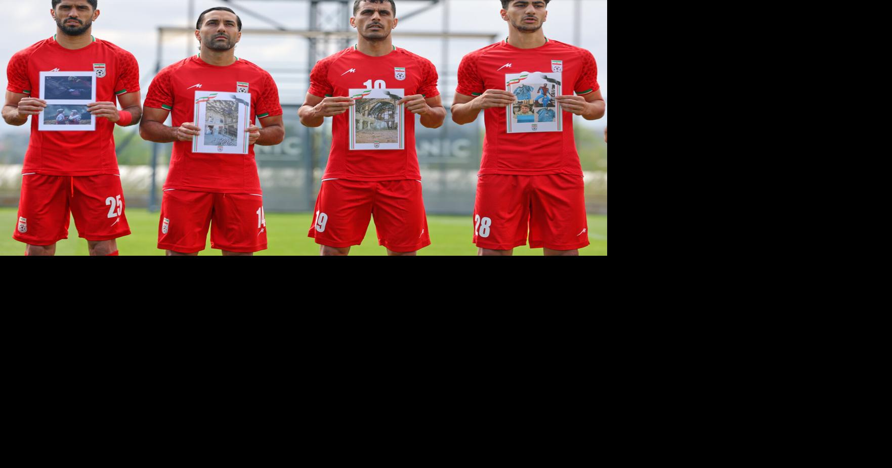 Iran soccer players honor alleged child victims of the war before World Cup warmup