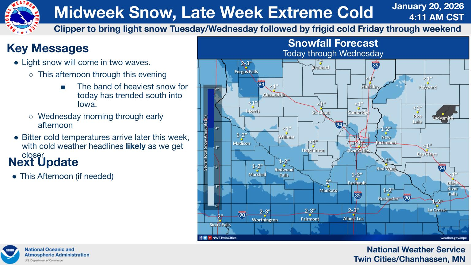 Light snow expected today (Tuesday) and tomorrow across the area ...