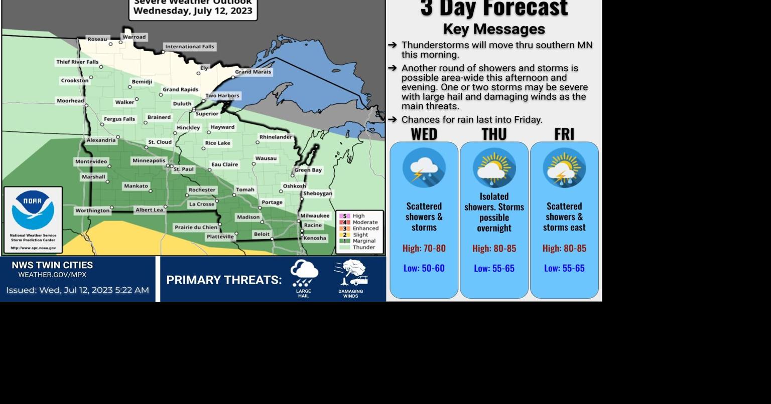 Showers and thunderstorms possible through early Wednesday evening ...