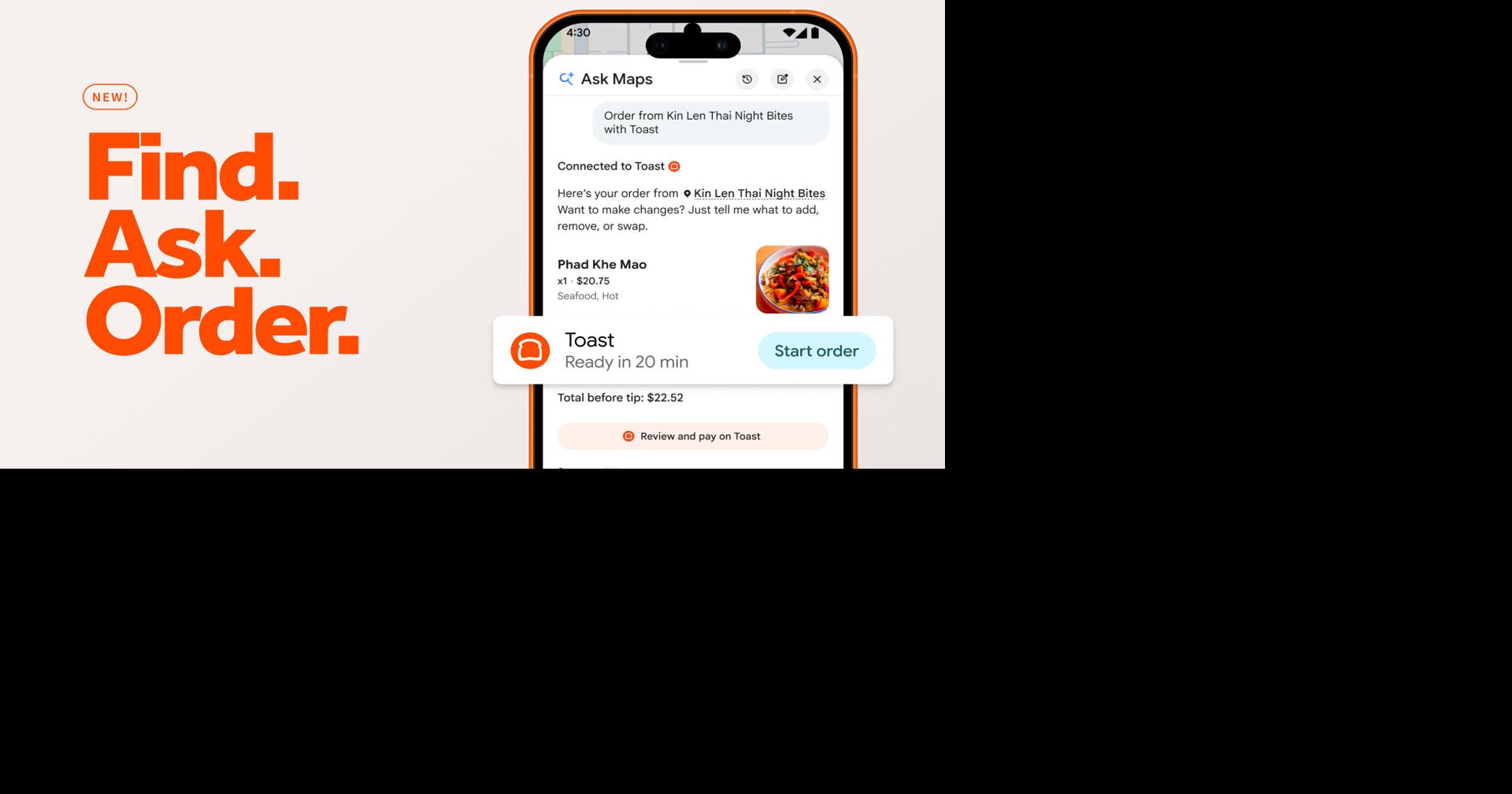 Arriving Now: AI-Powered Toast Ordering on Google Maps