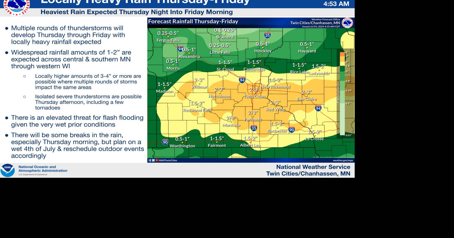 Rain set to movein for the 4th of July, heavy rain possible in central