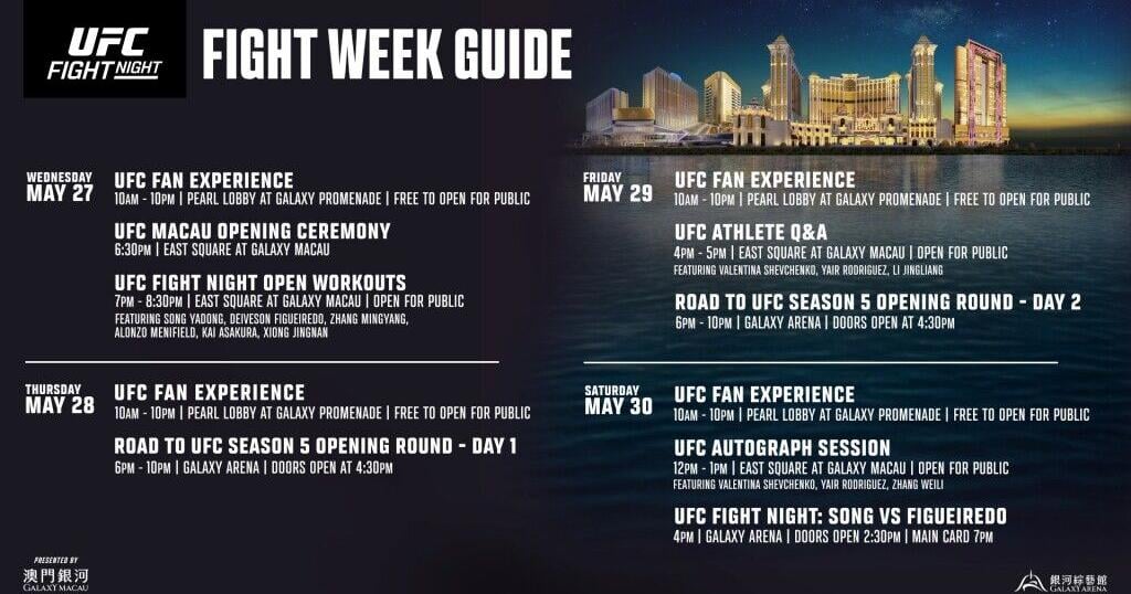 Galaxy Macau and UFC Co-present an Action-packed Series of Interactive Events Throughout Fight Week for UFC FIGHT NIGHT Macau