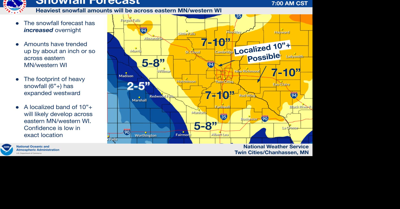 Heavy snow likely for much of central and west central Minnesota